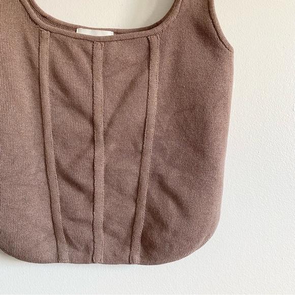 H&M Knit Crop Tank Top in Tan - Picture 2 of 4